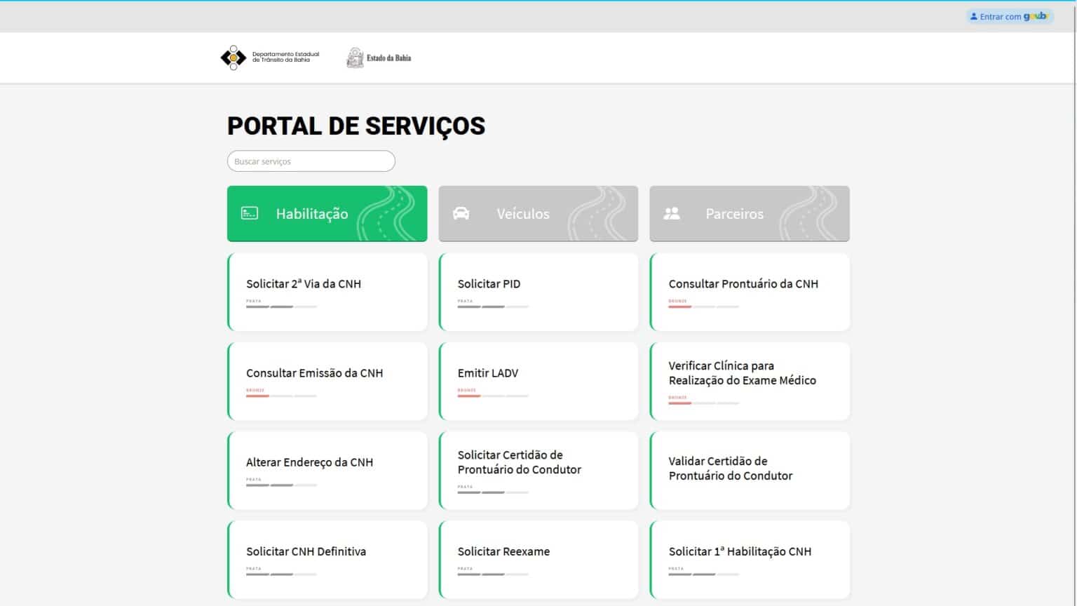 Servi Os Habilita O Detran Ba Agendamento In Cio Processo