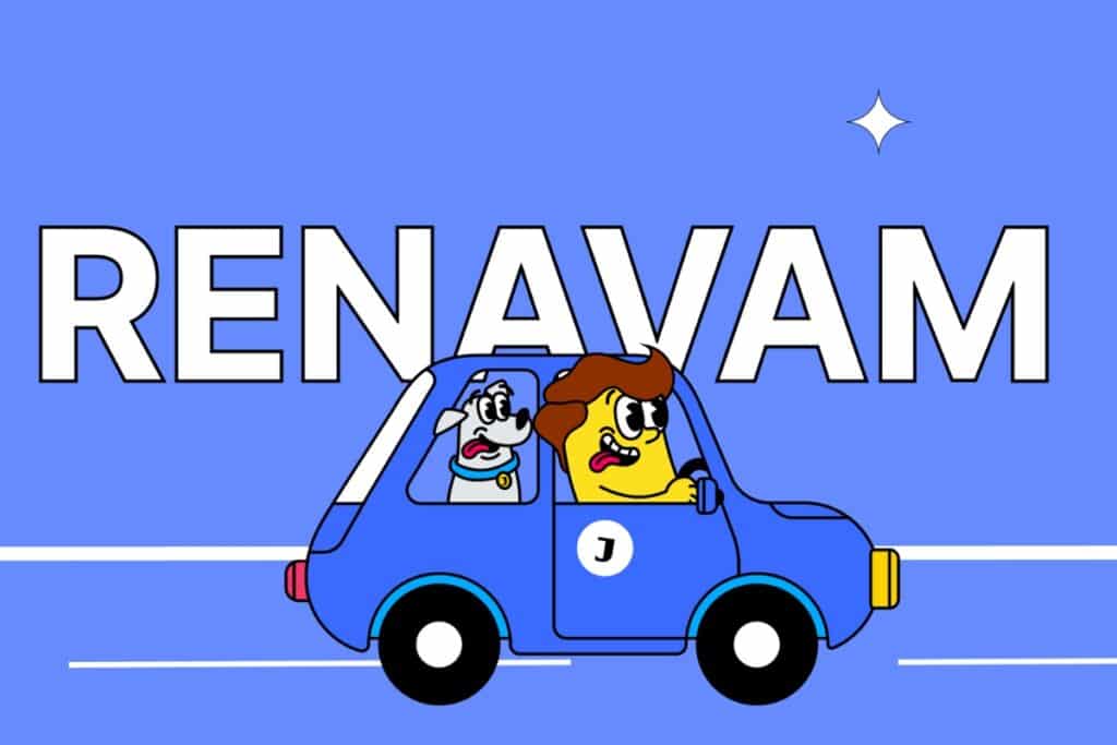Ilustração de carro e inscrições sobre RENAVAM.