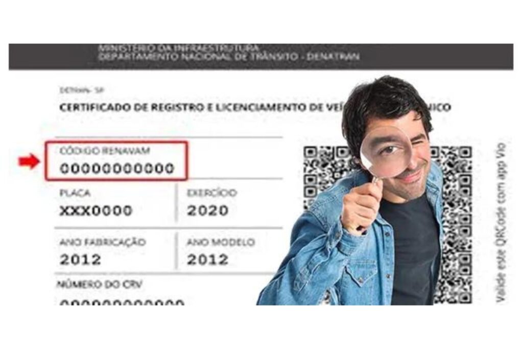 Homem com lupa e documento de carro