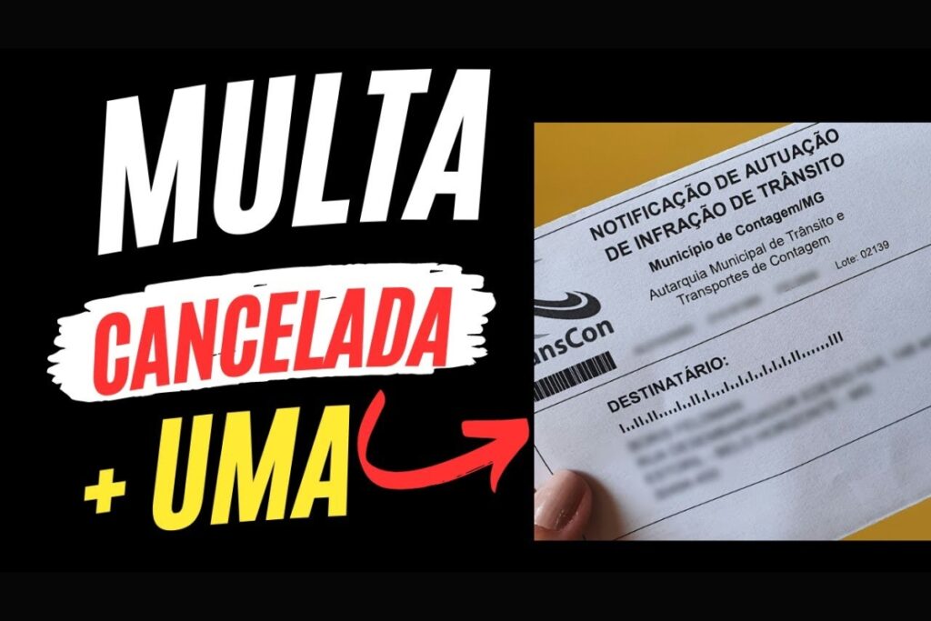 Multa de trânsito cancelada, notificação no papel.