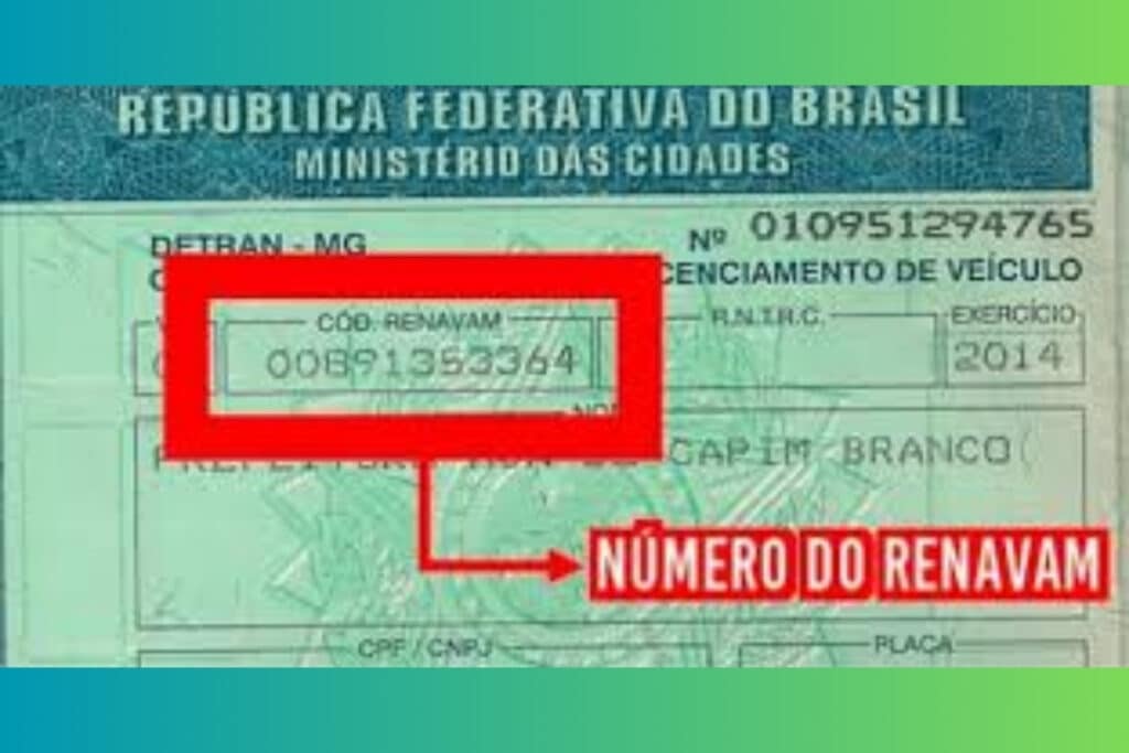 Documento de licenciamento destacando o número do RENAVAM.