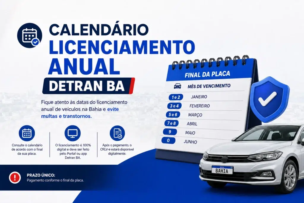 Calendário de licenciamento anual Detran BA
