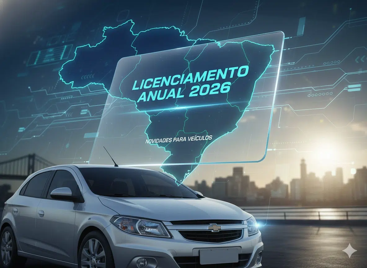 Carro com mapa do Brasil e licenciamento 2026