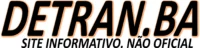Logotipo DETRAN.BA preto com borda laranja e aviso informativo.