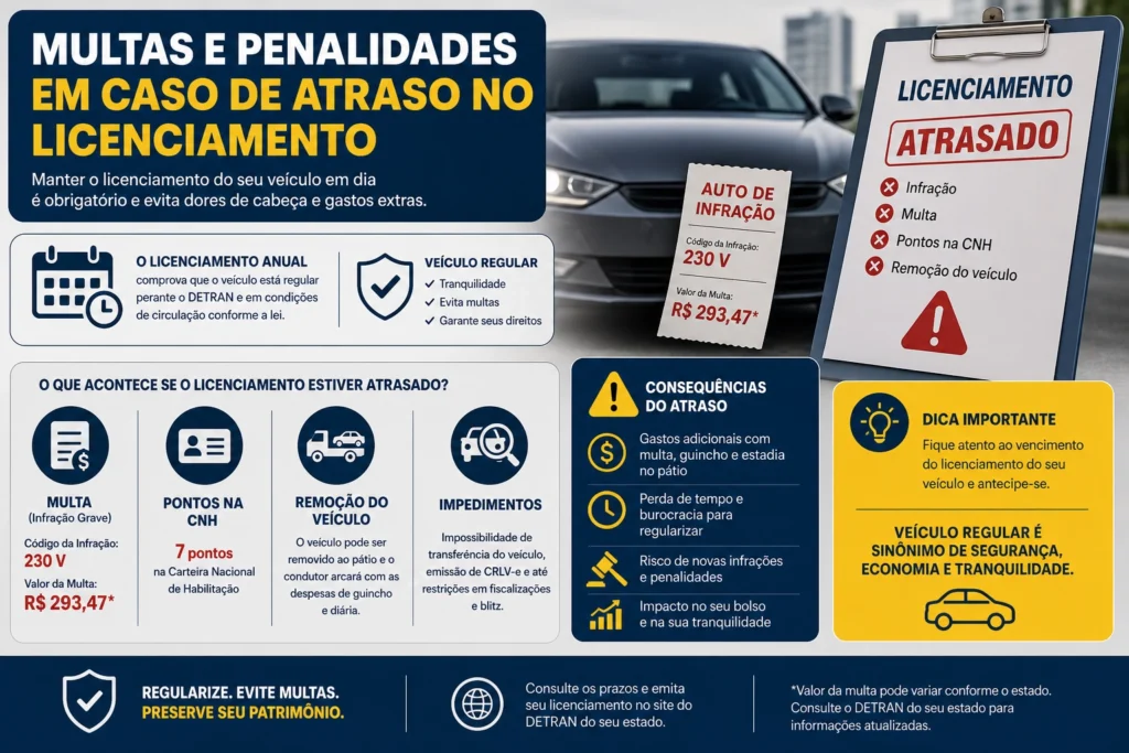 Multas e penalidades por licenciamento atrasado