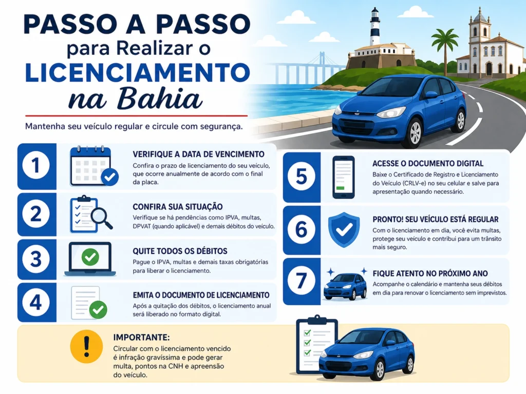 Passo a passo para licenciamento veicular na Bahia