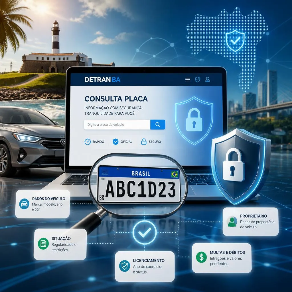 Interface de consulta de placas de veículos do DETRAN BA.