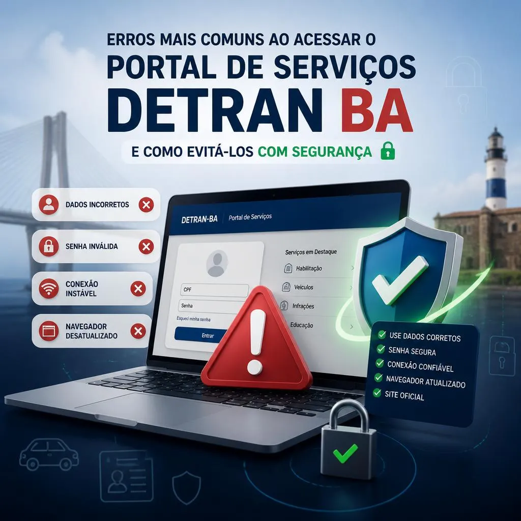 Infográfico sobre segurança e erros ao acessar o Detran-BA.