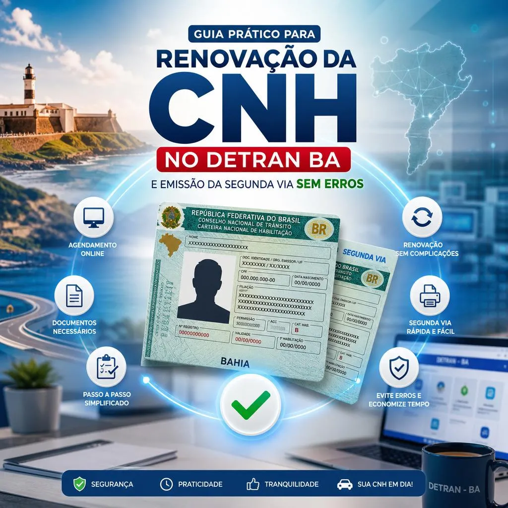 Guia prático para renovação de CNH no Detran Bahia.